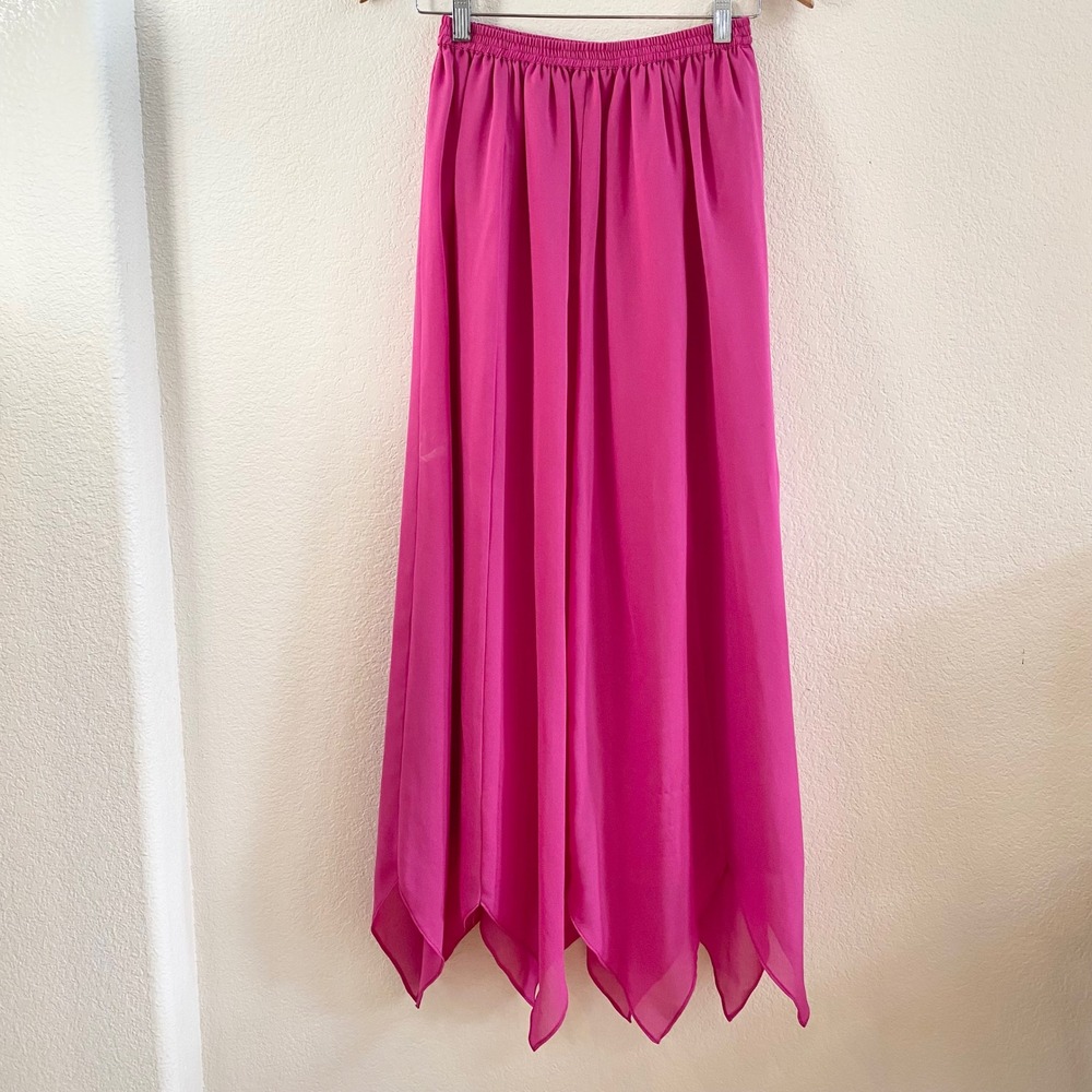 Creative Touch Womens Pink Polyester Maxi Skirt Flowy Made in India Lined Medium